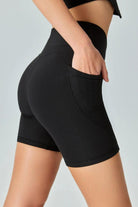 V-Waist Ribbed Sports Biker Shorts with Pockets - Elena Rae Co.