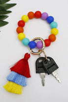 Silica Gel Bead Wristlet Keychain with Layered Tassels.