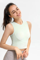 Ribbed Crisscross Round Neck Cropped Sports Tank - Elena Rae Co.