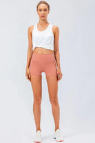Slim Fit Wide Waistband Sports Shorts - Elena Rae Co.
