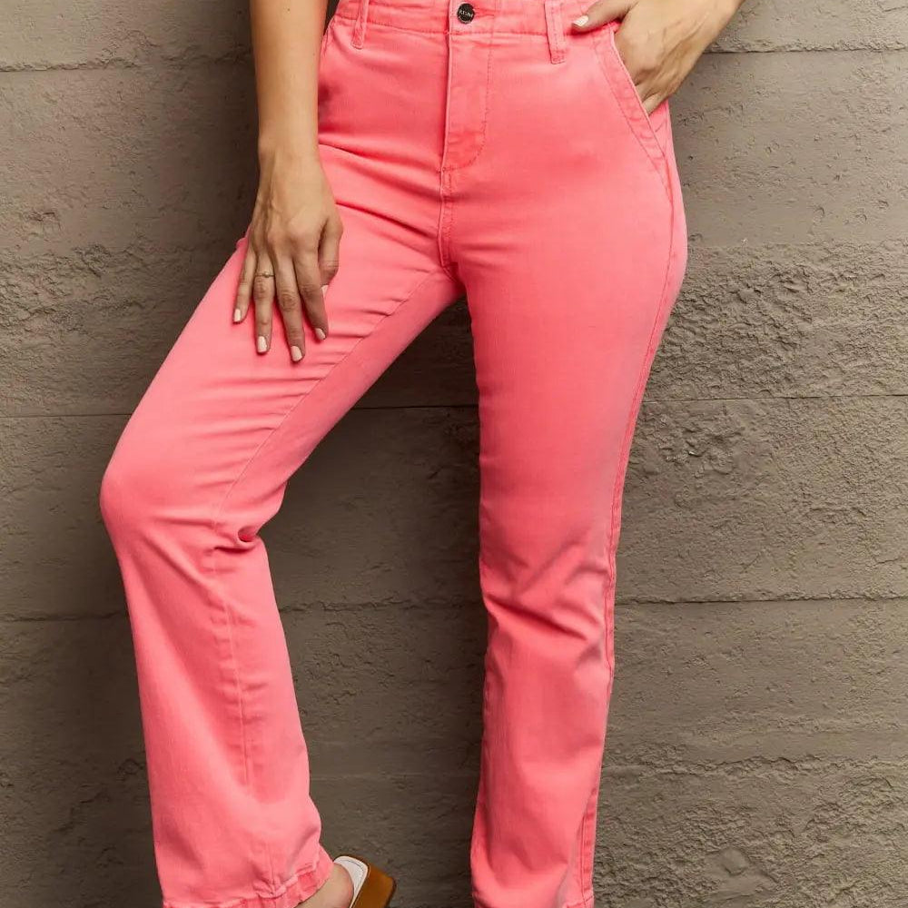RISEN Kenya Full Size High Waist Side Twill Straight Jeans - Elena Rae Co.