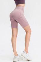 Wide Waistband Sports Shorts with Pockets - Elena Rae Co.