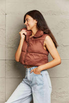 Zip-Up Drawstring Puffer Vest - Elena Rae Co.