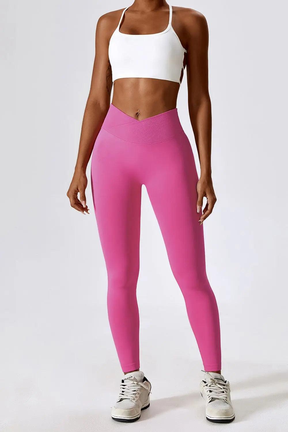 Slim Fit Wide Waistband Sports Leggings - Elena Rae Co.