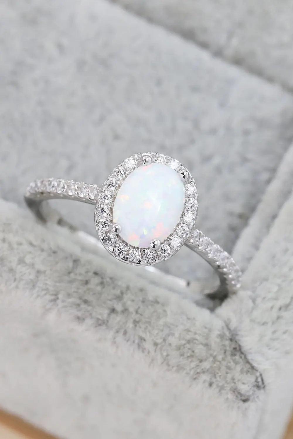 Opal 925 Sterling Silver Halo Ring - Elena Rae Co.