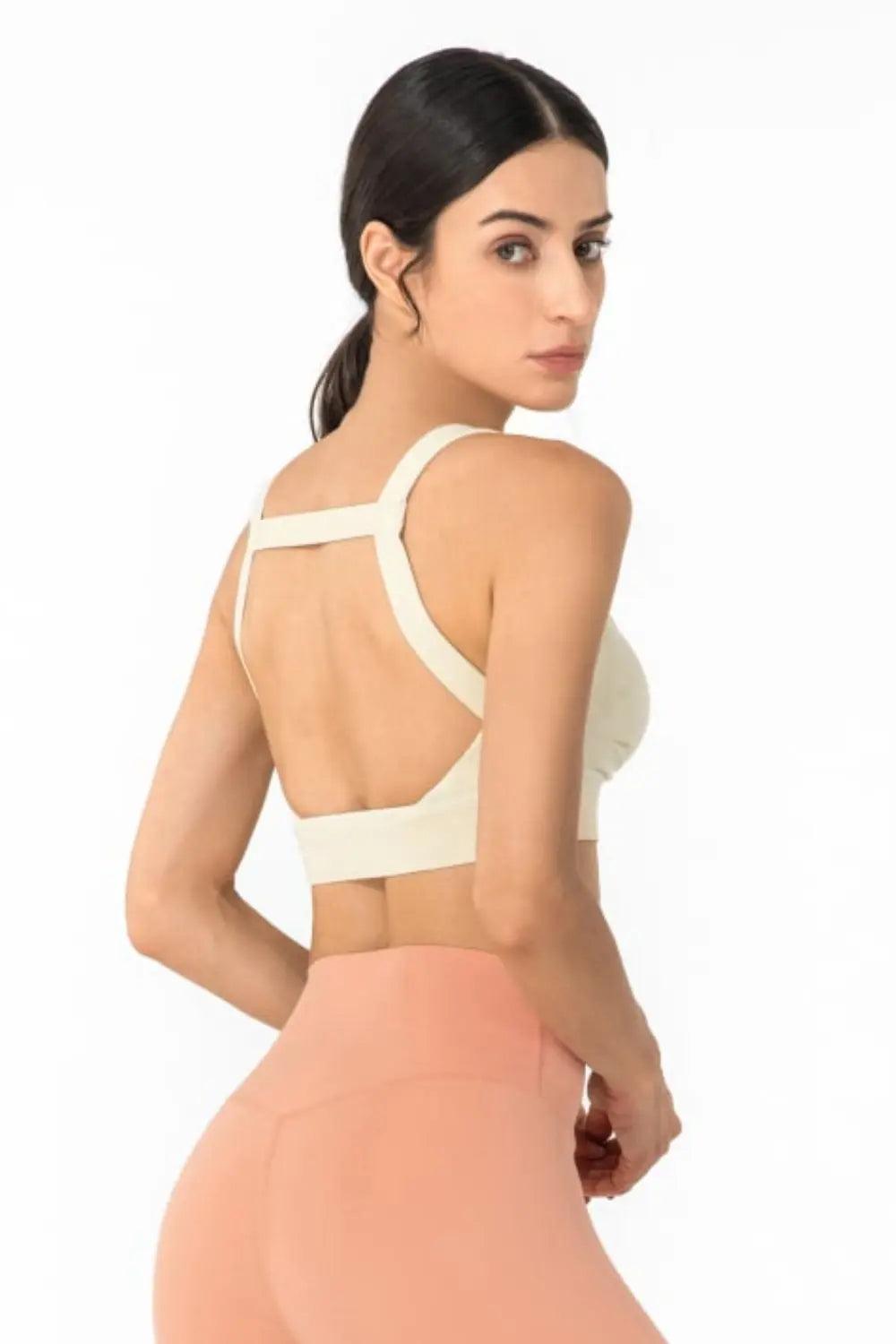 Open Back Pleated Detail Sports Bra - Elena Rae Co.