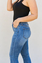 Kancan Lindsay Full Size Raw Hem High Rise Skinny Jeans.