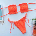 Frill Trim Ruched Bikini Set.