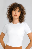 Round Neck Short Sleeve Yoga Tee - Elena Rae Co.