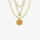 Coin Pendant Triple-Layered Chain Necklace - Elena Rae Co.