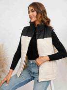 Two-Tone Zip-Up Vest - Elena Rae Co.