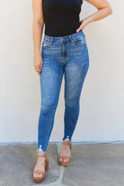 Kancan Lindsay Full Size Raw Hem High Rise Skinny Jeans.