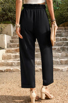 Tie Belt Paperbag Waist Straight Leg Pants - Elena Rae Co.