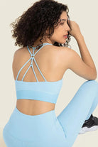 Feel Like Skin Racerback Halter Neck Sports Bra - Elena Rae Co.