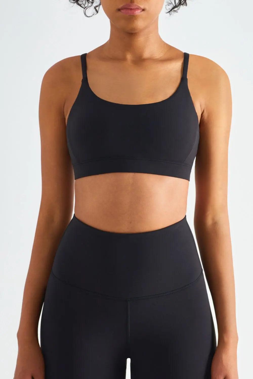 Spaghetti Strap Round Neck Sports Bra - Elena Rae Co.