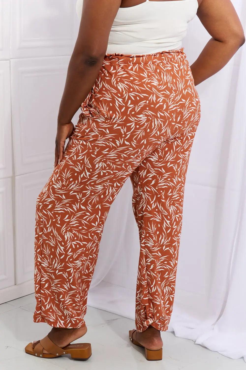 Heimish Right Angle Full Size Geometric Printed Pants in Red Orange - Elena Rae Co.