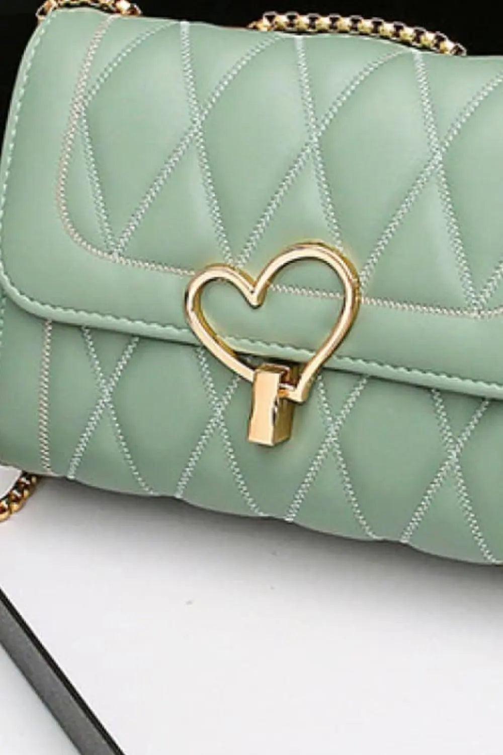 Heart Buckle PU Leather Crossbody Bag - Elena Rae Co.