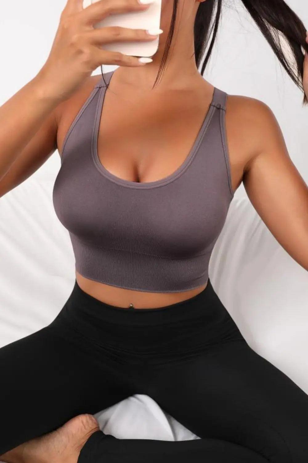 Scoop Neck Long Active Bra - Elena Rae Co.