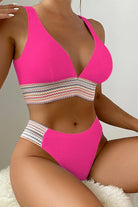 Contrast Textured High Cut Swim Set.