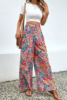 Floral Print Wide Leg Long Pants - Elena Rae Co.