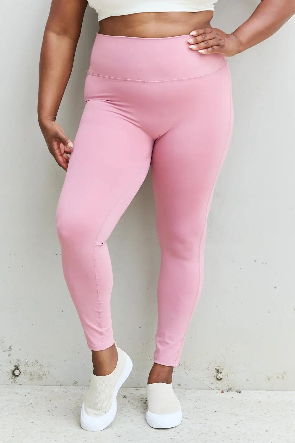 Zenana Fit For You Full Size High Waist Active Leggings in Light Rose - Elena Rae Co.