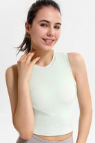 Ribbed Crisscross Round Neck Cropped Sports Tank - Elena Rae Co.