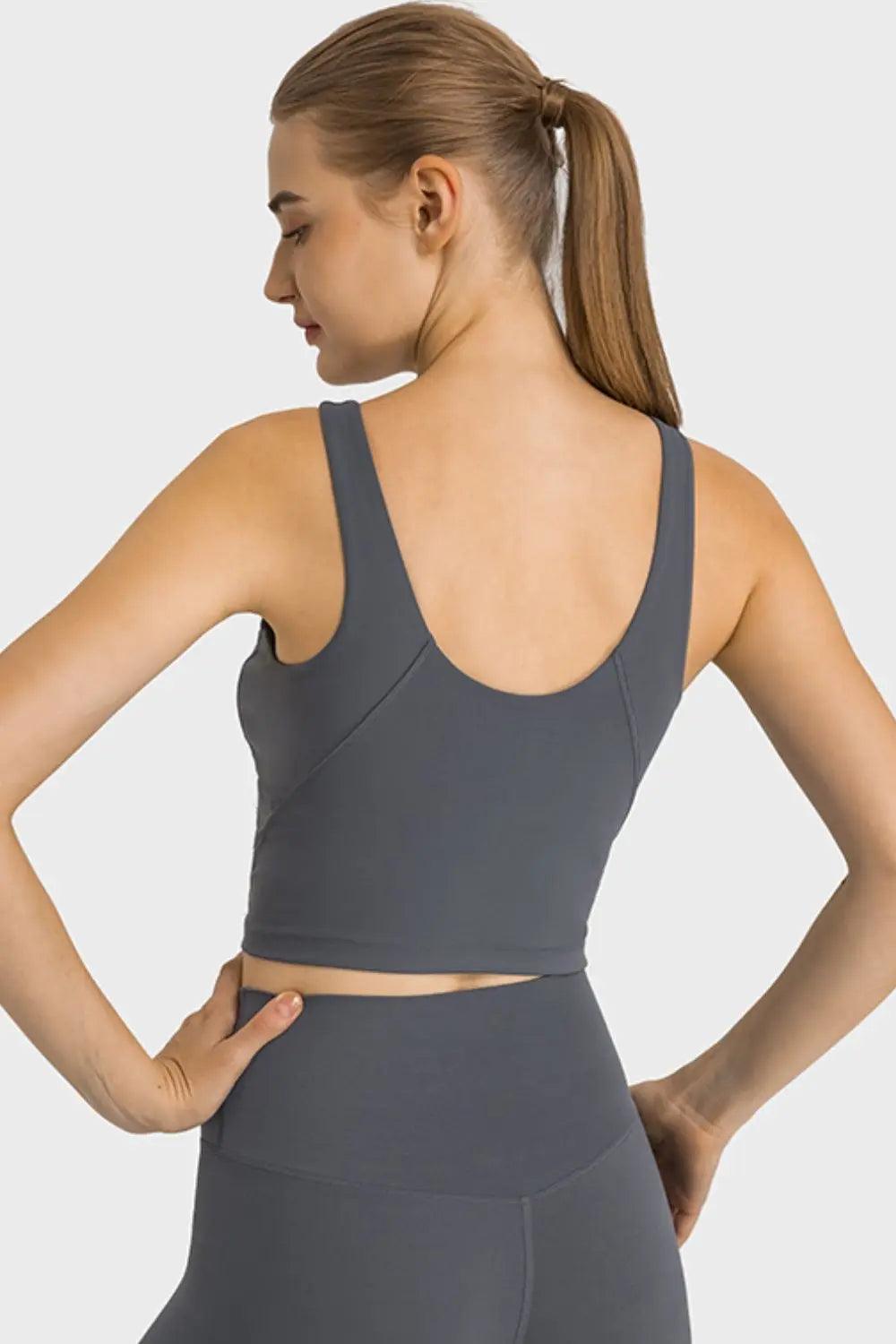 Feel Like Skin Highly Stretchy Cropped Sports Tank - Elena Rae Co.