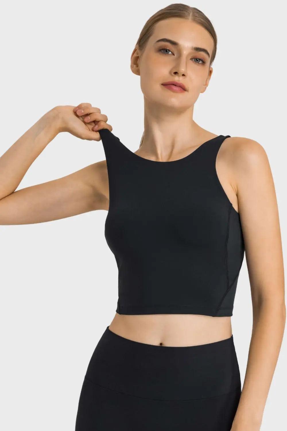 Feel Like Skin Highly Stretchy Cropped Sports Tank - Elena Rae Co.