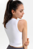 Ribbed Crisscross Round Neck Cropped Sports Tank - Elena Rae Co.