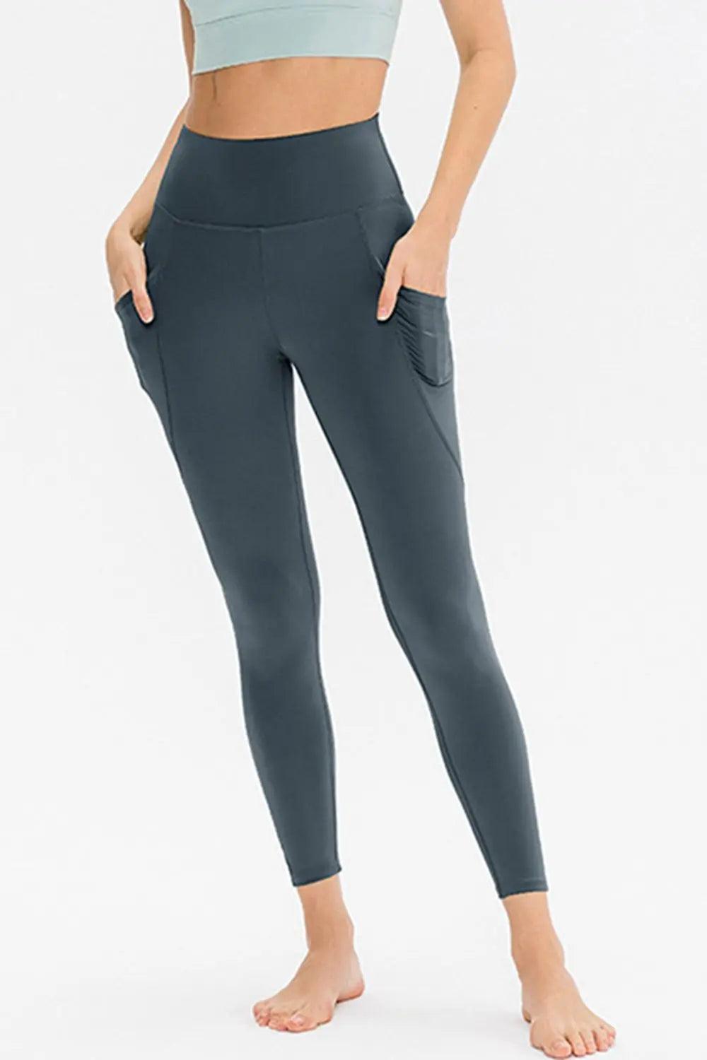 Slim Fit Long Active Leggings with Pockets - Elena Rae Co.