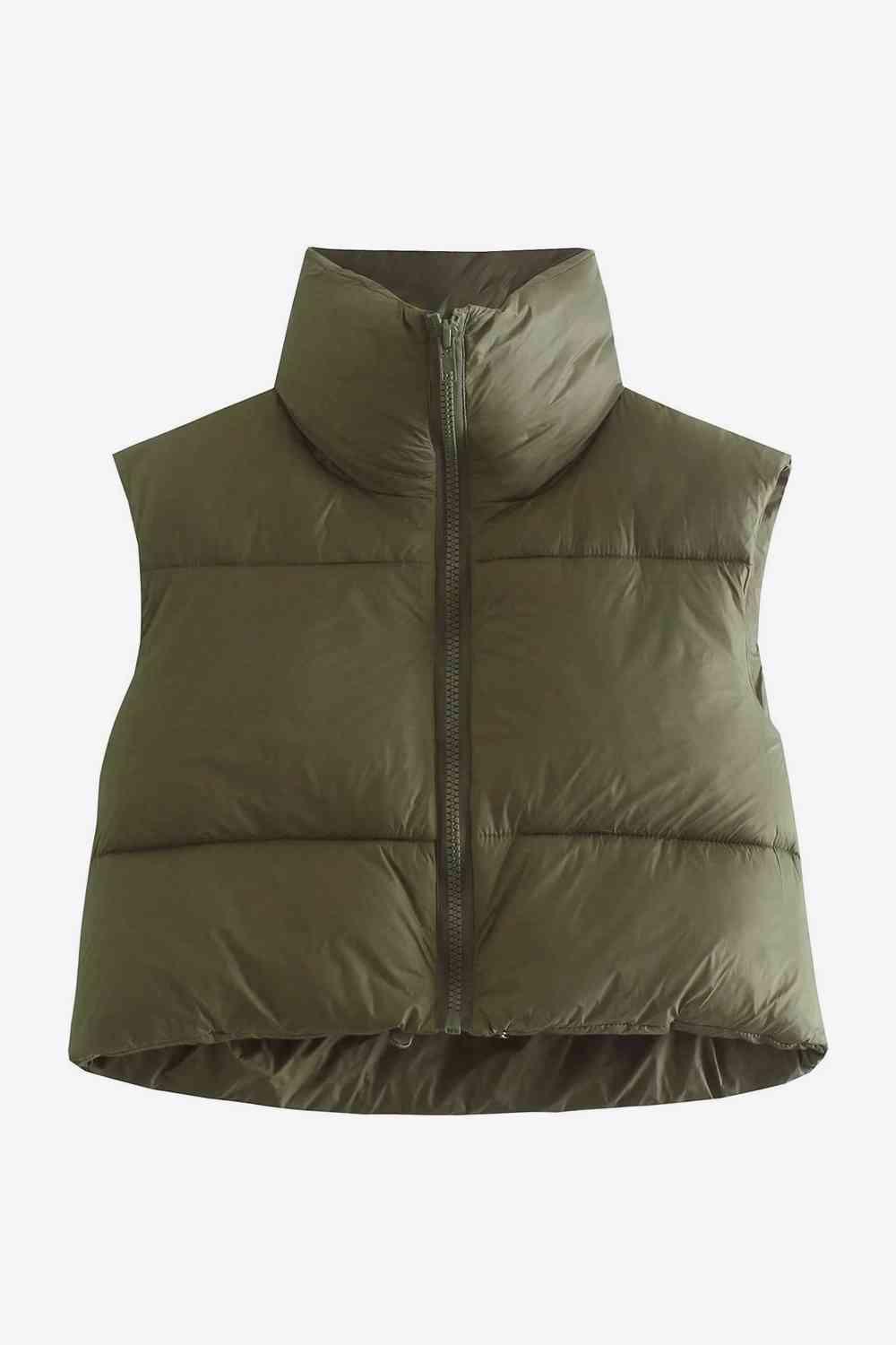 Zip-Up Drawstring Puffer Vest - Elena Rae Co.