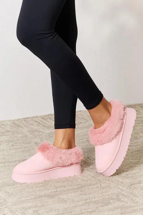 Legend Footwear Furry Chunky Platform Ankle Boots - Elena Rae Co.