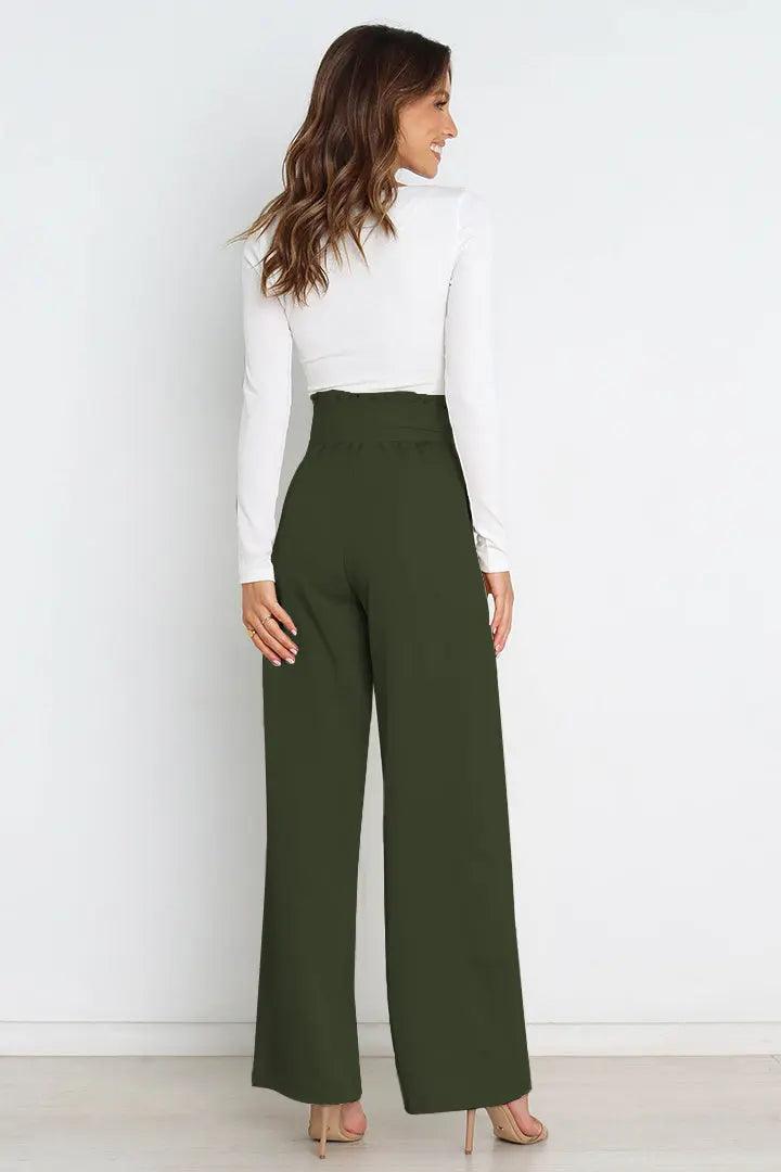 Tie Front Paperbag Wide Leg Pants - Elena Rae Co.