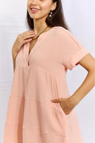 HEYSON Easy Going Full Size Gauze Tiered Ruffle Mini Dress - Elena Rae Co.