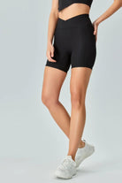 V-Waist Ribbed Sports Biker Shorts with Pockets - Elena Rae Co.