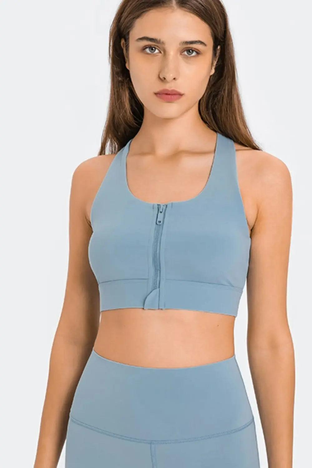 Zip Up Racerback Sports Bra - Elena Rae Co.