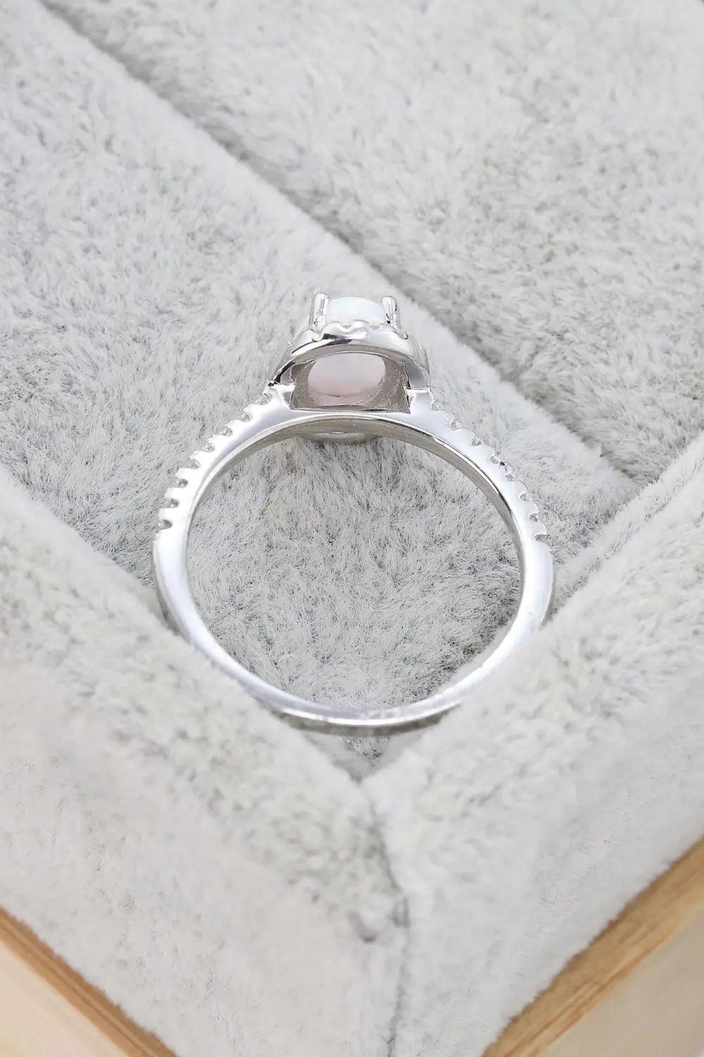 Opal 925 Sterling Silver Halo Ring - Elena Rae Co.