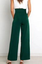 Tie Front Paperbag Wide Leg Pants - Elena Rae Co.