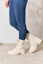 East Lion Corp Zip Back Lace-up Front Combat Boots - Elena Rae Co.