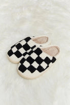 Melody Checkered Print Plush Slide Slippers - Elena Rae Co.