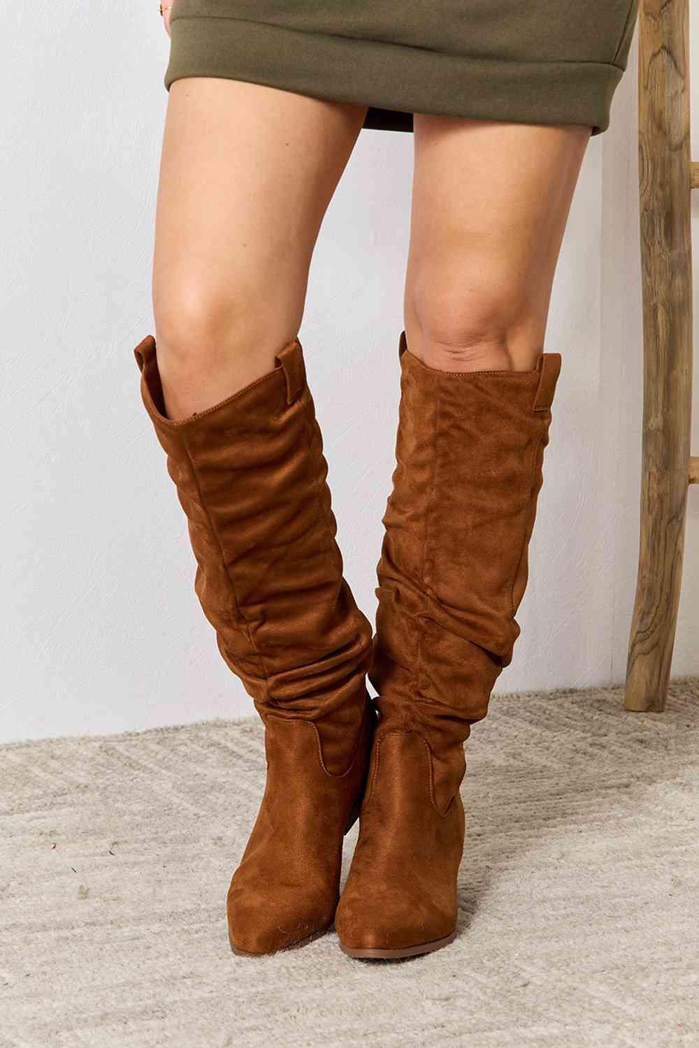 East Lion Corp Block Heel Knee High Boots - Elena Rae Co.