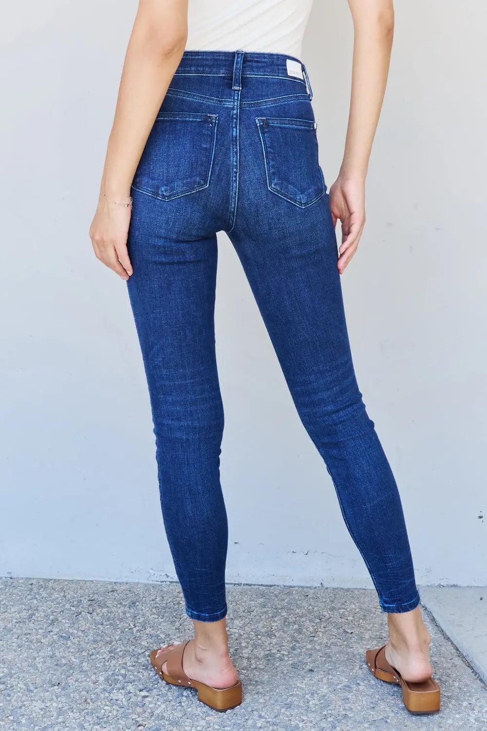 Judy Blue Marie Full Size Mid Rise Crinkle Ankle Detail Skinny Jeans - Elena Rae Co.