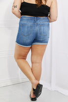 Kancan Full Size High Rise Medium Stone Wash Denim Shorts - Elena Rae Co.