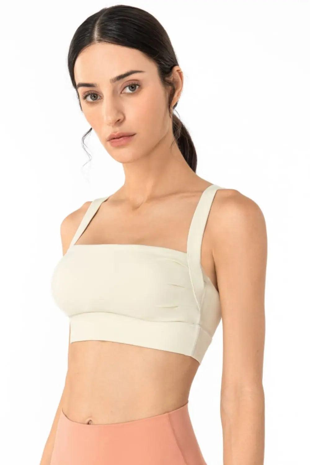 Open Back Pleated Detail Sports Bra - Elena Rae Co.