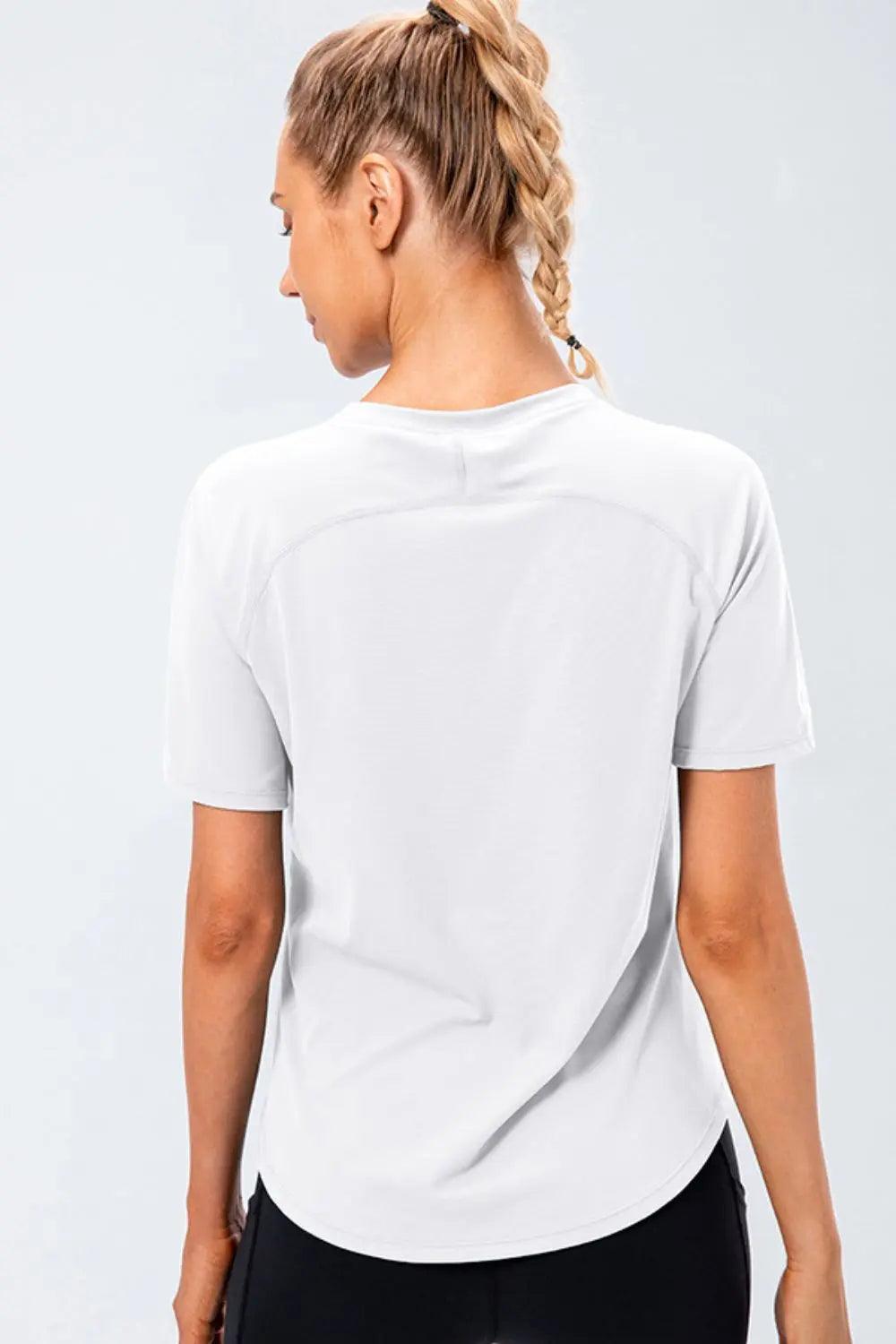 Round Neck Raglan Sleeve Active Tee - Elena Rae Co.