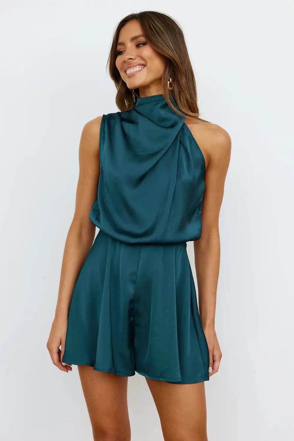 Turtleneck Sleeveless Romper.