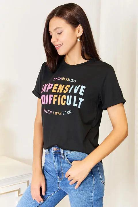 Simply Love Slogan Graphic Cuffed Sleeve T-Shirt - Elena Rae Co.