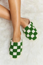 Melody Checkered Print Plush Slide Slippers - Elena Rae Co.