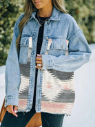 Collared Neck Dropped Shoulder Denim Jacket - Elena Rae Co.