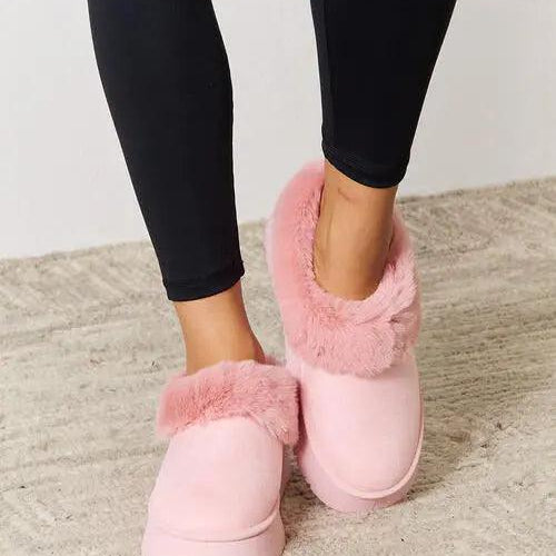Legend Footwear Furry Chunky Platform Ankle Boots - Elena Rae Co.